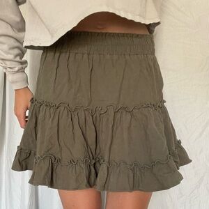 Elegant tiered army green skirt